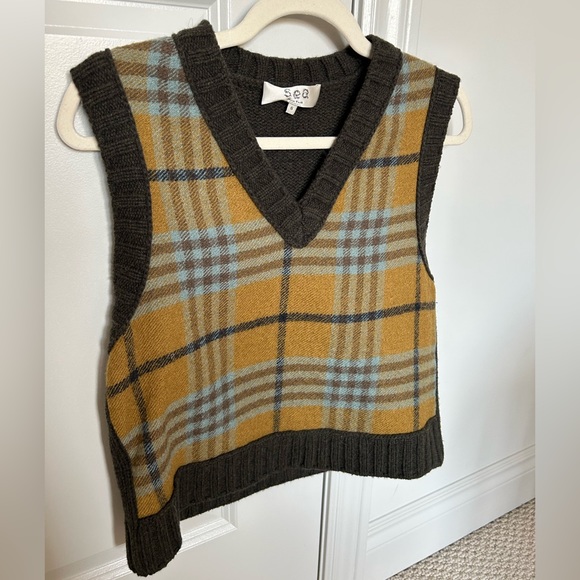 Sea New York plaid wool vest, BEAUTIFUL, colour in first picture accurate - Picture 2 of 4